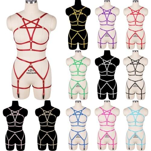 Fetish Punk Stocking Garter Harness Fashion Erotic Lingerie Womens Body Stocking Belt Festival Rave Wear Sexy Womens Underwear