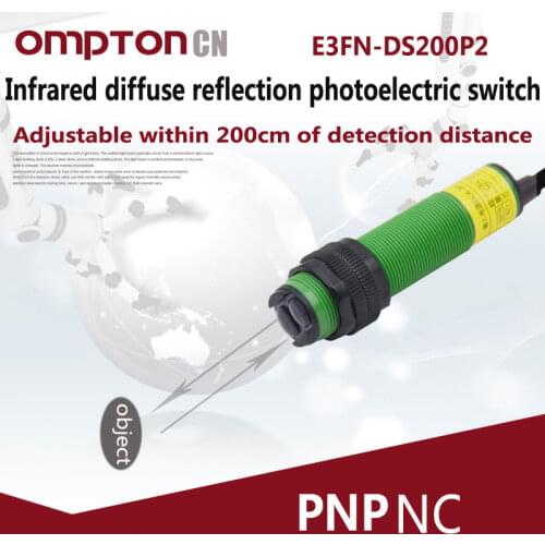 Photoelectric Sensors E3FN-DS200P2 PNP NC Infrared diffuse reflection photoelectric switch Detect objects Any opaque objects