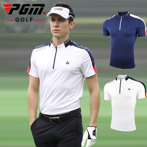 Golf T Shirt Pgm MenS Shirts Summer Short Sleeved Tops Men Breathable Elastic Uniforms Golf Clothing Size M-XXL