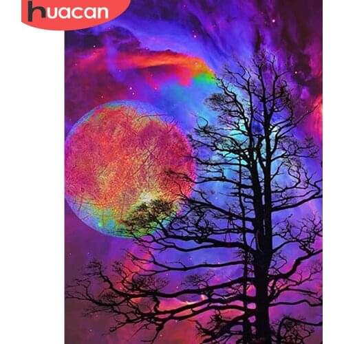 HUACAN Diamond Painting New Landscape Moon 5D DIY Diamond Embroidery Sale Tree Pictures Of Rhinestones Mosaic Handicraft