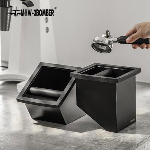 MHW-3BOMBER Embeded Knock Box Residue Basket Stainless Steel Rubber Black Kitchen Bar Tools Barista Accessory Coffee Powder Bin