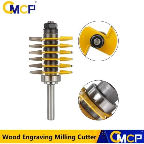 CMCP 8mm Shank 2 Teeth Adjustable Finger Joint Router Bit Tenon Cutter Wood Engraving Milling Cutter