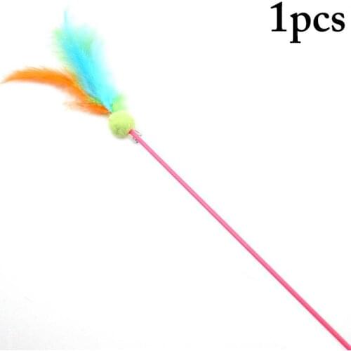 Legendog 1pc Cat Feather Teaser Toy Bell Decor Cat Teaser Wand Cat Training Interactive Toy Pet Supplies Random Color