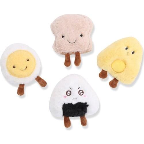 Legendog 4PCS Pet Dog Squeaky Toy Food Plush Toy Cat Kitten Cartoon Food Shaped Plush Toys Bite-Resistant Chewing Pet Products