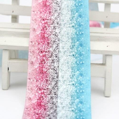 NEW 20 yards 22mm shiny gradient color hot transfer printed grosgrain ribbon Packing Tape Sewing Accessories webbing