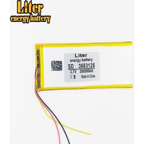 3.7V 3000mah 3553125 Lithium Polymer Li-Po Rechargeable Battery For Mp4 Mp5 GPS