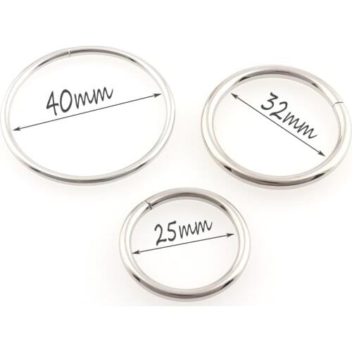 10pcs Metal Silver Circle Ring Connection Bags Belt Buckles DIY 25mm 32mm 40mm Leather Craft Garment Strap Hardware Accessories