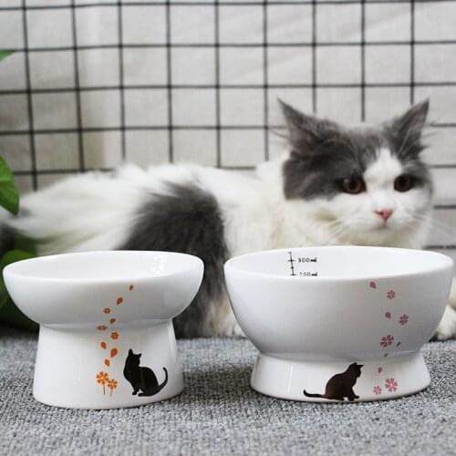 Cute Pet Feeder Bowl Cartoon Shape High-foot Single Mouth Skidproof Ceramic Cat Bowls Cat Food Bowl Pet Products
