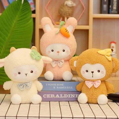 Cute Monkey Sheep Bunny Plush Toy Kawaii Baby Sleep Comforting Doll stuffed animals Toy Home Decoration Toy Child Toddler Gift