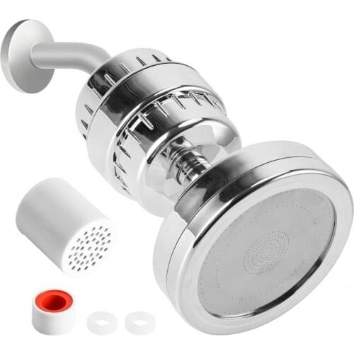 15 Stage Filtered Shower Head Set High Output Filter Adjustable Pressurized Remove Harmful Substances for Hard Water