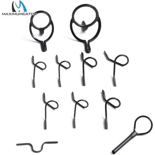 Maximumcatch Titanium/Chrome Fly Rod Guides Set for 9ft 4wt to 10wt 11Pcs Tip Hook Fly Fishing Accessory