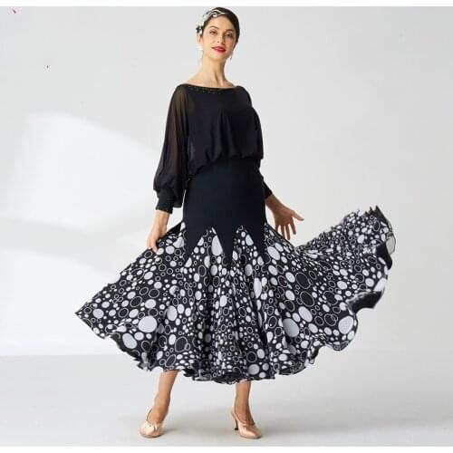 2021 New Brand Colors Latin Dance Dress Women Sleeve Tango Rumba Flamengo Ballroom Dance Dress For Women Costume A3157-1