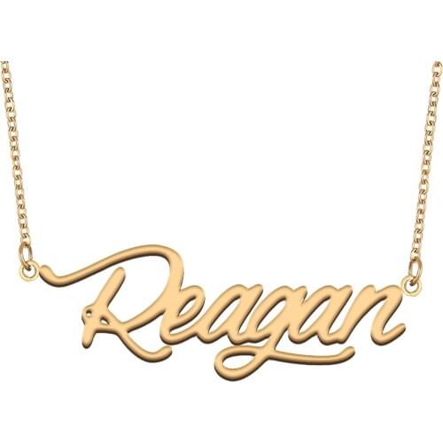 Reagan Name Necklace for Women Stainless Steel Jewelry 18k Gold Plated Nameplate Pendant Femme Mother Girlfriend Gift