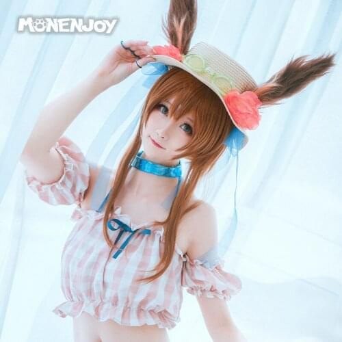 Monenjoy Arknights Amiya Cosplay Wig Amidonkey Brown Cos Hair