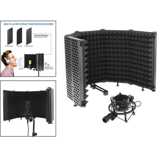 Portable Microphone Isolation Shield Foldable Filter Recording Equipment