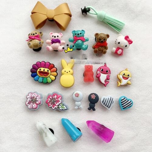Geniune Cute Animal Shoe Charms Accessories Cartoon Teddy Bowknot Dolphin Shoes Buckle Decorations for Sandals Charms Kids Gift