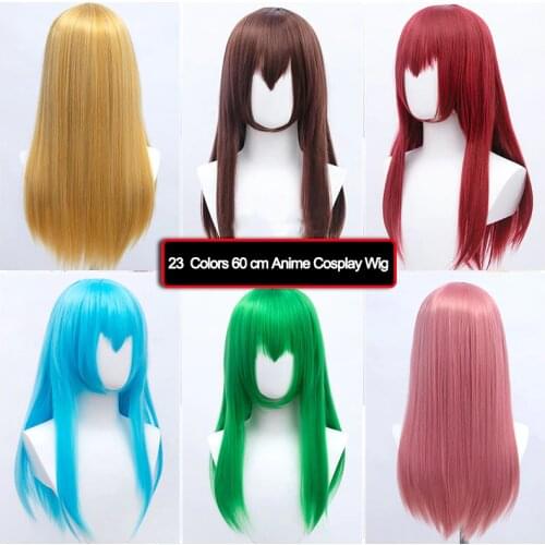 DIFEI 24 inch synthetic long cosplay wig for women blonde red pink gray purple for straight anime hair halloween party hair