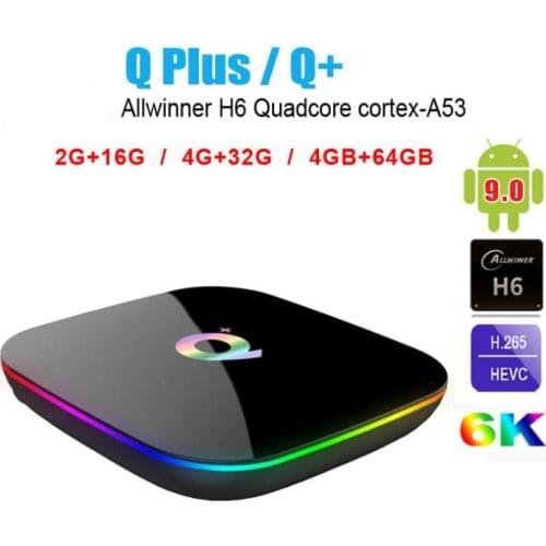 Q Plus Smart TV box Allwinner H6 Quadcore Android 9.0 2.4G WIFI 2G 16G 4G 32G 64G 6K Set top box media player PK H96 TX3 Mini