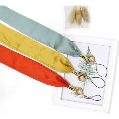 Ladies long scarf simple mobile phone lanyard pure color silky mobile phone lanyard accessories