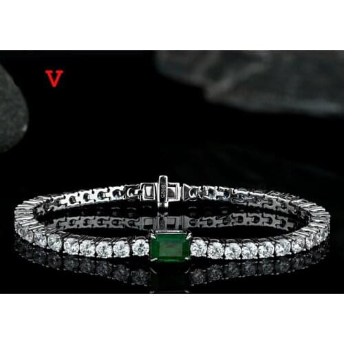 OEVAS 100% 925 Sterling Silver Synthetic Emerald Sparkling High Carbon Diamond Wedding Bracelet For Women Party Fine Jewelry
