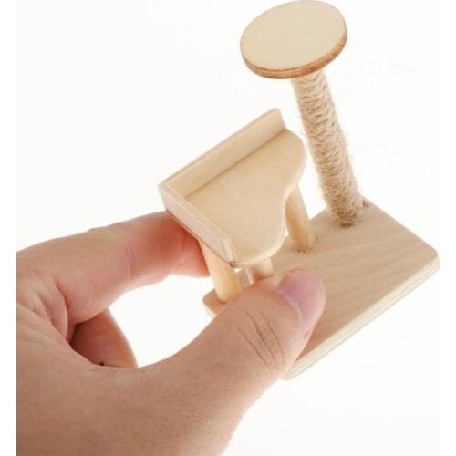 1/12 Wooden Cat Tree Play Tower Rest Board Furniture Decoration Set for