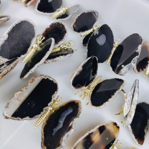 1pcs Natural Agate Slice Butterfly Stones Quartz Home Decor Gift Home decoration gift