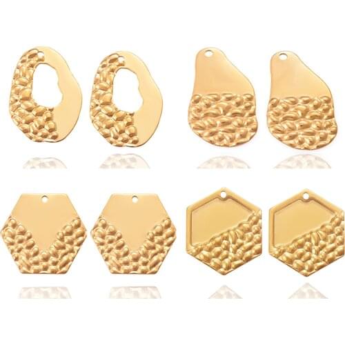 10pcsWholesale High Quality Stainless Steel Gold Earrings Charms DIY Necklace Jewelry Making Bracelet Components Findings
