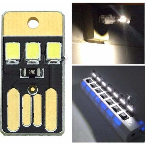 2Pcs LED Card Pocket Light Wallet Light USB Lamp Black/White Portable Night Camp for Power Bank Computer Laptop Night Light