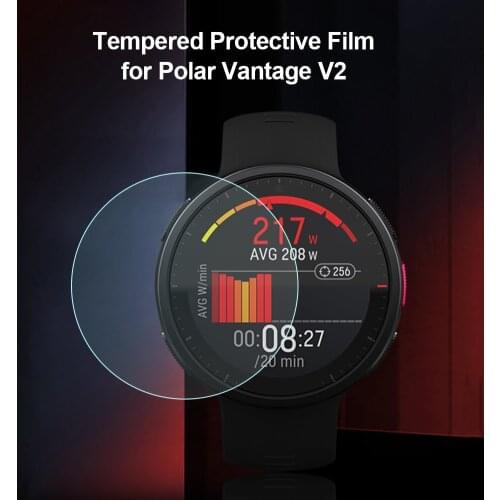 2pcs Tempered Glass Protective Film HD Clear Water-proof Screen Protector for Polar Vantage V2 Smartwatches Sleeve Accessories