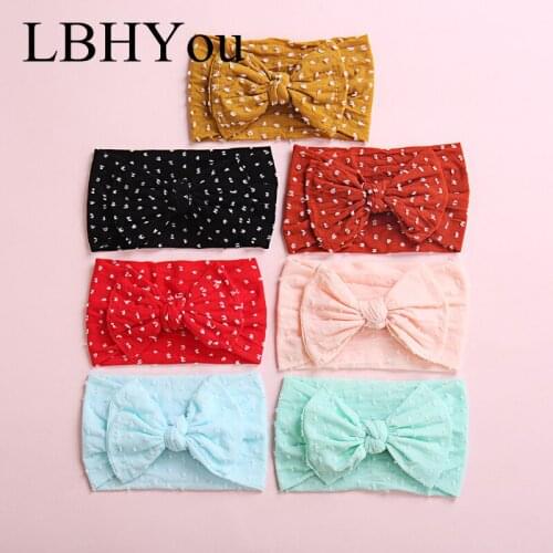 20pcs/lot Knot Bows Nylon Headbands,Soft Stretchy Polka Dot Wide Turban Headwraps,Newborn Baby Girls Nylon Hairbands 20 COLORS
