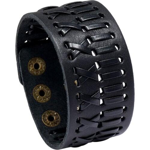 3.5cm Wide Genuine Leather Bracelet Pu Leather Braided Crafts Jewelry Handmade Cuff Bangle Accessories Gift Men Women