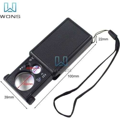 30 Times 60 Times LED Purple Lamp Magnifying Glass 9881 Jewelry Jade Antique Mirror