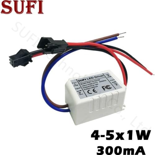 4-5x1W LED Driver 4W 5W 300mA DC 6-18V Plastic Case Adapter Lighting Transformer Switch for DIY LED Light bulb Grow Light