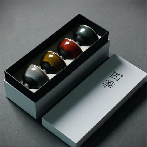 4pcs/set Chinese Ceramic Tea Cup Ice Cracked Glaze Cup Kung Fu teaset Small Porcelain Tea Bowl Teacup Tea Accessories Drinkware