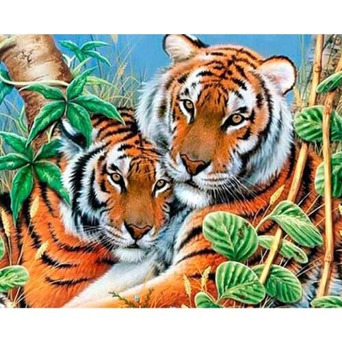 Diamond Embroidery Tiger Full Display European American Style cartoon Diamond Embroidery Animals Cross-Stitch Full Home Decor