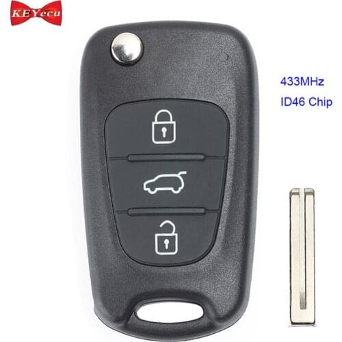 KEYECU for Hyundai IX35 I20 I30 2008-2012 Flip Remote Control Key Fob 433MHz ID46 Chip