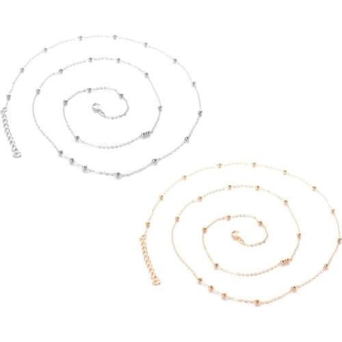 2pcs Waist Chains Fashion Simple Beads Decor Belly Chain Waist Body Jewelry For Summer Beach Clothing Accessories