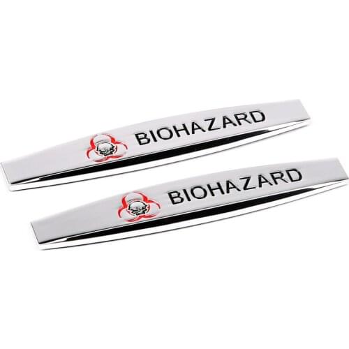For BIOHAZARD Logo Car Fender Sticker Emblem Badge Car Styling For BMW Honda Mazda 3 5 Outlander Renault Dodge Ram Audi A3 Ford