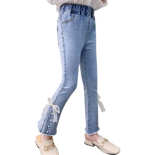 Jeans For Girls Big Bow Jeans Girls Spring Autumn Jeans For Kids Casual Style Childrens Clothes 6 8 10 12 14