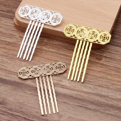 10pcs/lot 47*55mm Vintage Bridal Hair Comb Hair Clips Insert Metal Comb Hair Accessories For Women