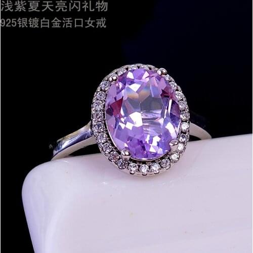 8mm*10mm Natural VVS Grade Amethyst Ring for Daily Wear 925 Silver Amethyst Jewelry Fashion Silver Gemstone Ring