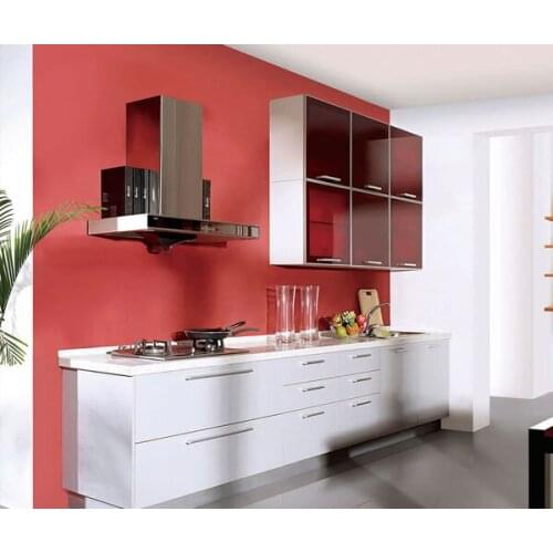 Glaze white and red lacquer kitchen cabinet