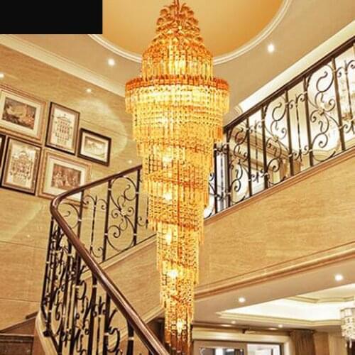 Staircase chandelier double staircase lamp long chandelier luxury villa staircase crystal lamp modern minimalist living room LED