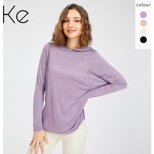 KE 2021 autumn and winter new yoga clothes womens top long-sleeved t-shirt sports fitness running loose casual hat blouse