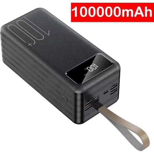 100000mAh Power Bank Portable External Battery Charger Powerbank LED Poverbank for iPhone 12 Pro 11 iPad Macbook Phones Tablets