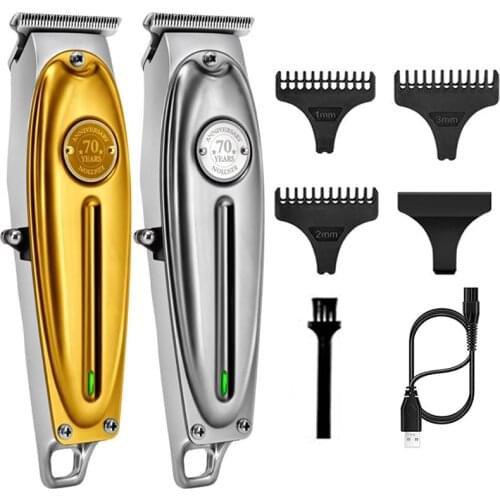 Kemei Professional Hair Clipper All Metal Men Electric Cordless Hair Trimmer 0mm Baldheaded T Blade Finish Haircut Machine