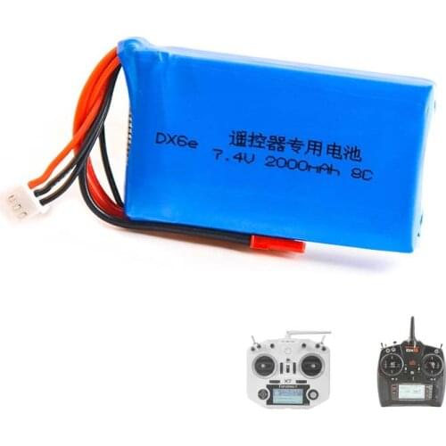 RC Remote DX6 DX6e QX7 7.4V 2000mAh 8C 2S JST Plug Lipo Battery With B3 Charger For DX6 DX6e QX7 Transmitter Accessories RC Toys