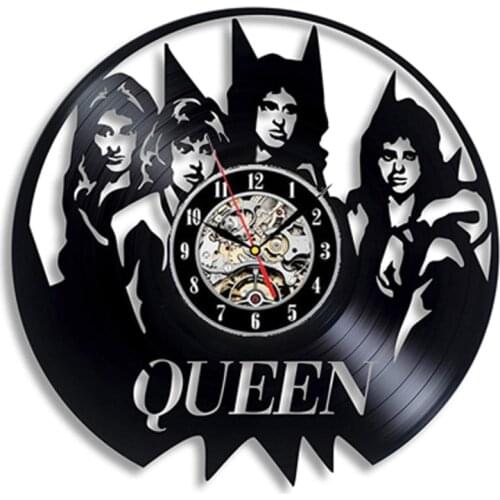 Queen Music Band Wall Clock Music Theme Classic Vinyl Record Clocks with 7 Color Luminous Home Decoration Gifts for Musician