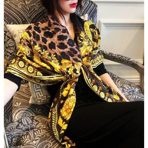 Luxury Design 100% Silk Scarf Wraps Women Large Square Silk Shawl Hijab Head Scarves 53"