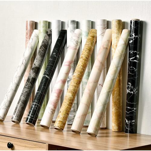 60CM Width Self-adhesive Marble PVC Wallpaper Rolls Home Decorative Waterproof Wall Stickers Kitchen Backsplash Wall decoration